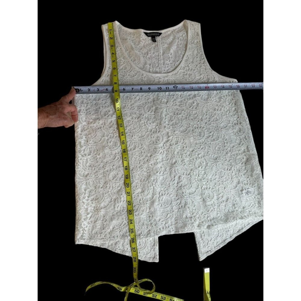 Express Tank Top Size Large Lace Sheer White Open Back Sleeveless EUC - Picture 8 of 8